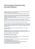 Civil Procedure Final Exam with Accurate Solutions