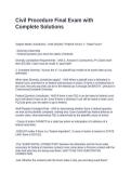Civil Procedure Final Exam with Complete Solutions