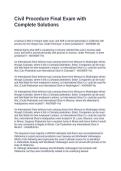 Civil Procedure Final Exam with Complete Solutions