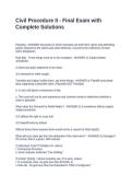 Civil Procedure II - Final Exam with Complete Solutions