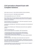 Civil procedure-shepard Exam with Complete Solutions