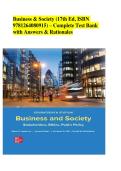 Test Bank for Business & Society&colon; Stakeholders&comma; Ethics&comma; Public Policy&comma; 17th Edition &vert; Anne T&period; Lawrence&comma; James Weber&comma; Vanessa D&period; Hill & David M&period; Wasieleski &vert; Chapters 1&ndash;19 Complete