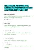 SENSATION AND PERCEPTION FINAL&NewLine;PAPER TESTED QUESTIONS WITH VERIFIED&NewLine;ANSWERS COMPLETE STUDY SHEET&NewLine;