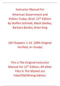 Solution Manual For American Government And Politics Today&comma; Brief&comma; 12th Edition By Steffen Schmidt&comma; Mack Shelley&comma; Barbara A Bardes&comma; Brian King &lpar;All Chapters 1-14&comma; 100&percnt; Original Verified&comma; A&plus; Grade&rpar; 