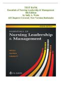Test Bank for Essentials of Nursing Leadership & Management&comma; 8th Edition &vert; Sally A&period; Weiss&comma; Ruth M&period; Tappen & Karen Grimley &vert; Chapters 1&ndash;16 Complete
