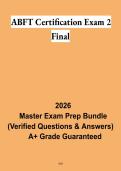 ABFT Certification Exam 2 Final PDF &vert; Study Guide&comma; Practice Questions&comma; Answers & Certification Review 2026