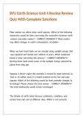 BYU Earth Science Unit 4 Review Review Quiz With Complete Solutions