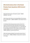 BYU Earth Science Part 1 Final Exam Practice Exam Questions With Correct Answers