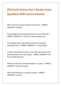 BYU Earth Science Part 2 Review Exam Questions With Correct Answers 