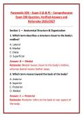 Paramedic SOE &ndash; Exam 4 &lpar;A & P&rpar; &ndash; Comprehensive Exam 200 Question&comma; Verified Answers and Rationales 2026&sol;2027