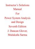 Instructor's Solutions Manual for Power System Analysis and Design 7th Edition by J&period; Duncan Glover&comma; Mulukutla Sarma&comma; Chapter 2-14 &vert; All Chapters