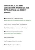 SHADOW HEALTH TINA JONES&NewLine;DOCUMENTATION PRACTICE TEST 2026&NewLine;TESTED QUESTIONS AND CORRECT&NewLine;ANSWERS&NewLine;