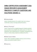 SHRM CERTIFICATION ASSESSMENT 2026&NewLine;HUMAN RESOURCE MANAGEMENT&NewLine;PRINCIPLES COMPLETE QUESTIONS AND&NewLine;SOLUTIONS GRADED A&plus;