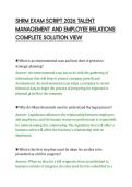 SHRM EXAM SCRIPT 2026 TALENT&NewLine;MANAGEMENT AND EMPLOYEE RELATIONS&NewLine;COMPLETE SOLUTION VIEW