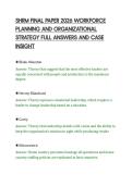 SHRM FINAL PAPER 2026 WORKFORCE&NewLine;PLANNING AND ORGANIZATIONAL&NewLine;STRATEGY FULL ANSWERS AND CASE&NewLine;INSIGHT&NewLine;