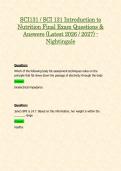 SCI131 &sol; SCI 131 Introduction to Nutrition Final Exam Questions & Answers &lpar;Latest 2026 &sol; 2027&rpar; - Nightingale