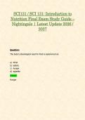 SCI131 &sol; SCI 131&colon; Introduction to Nutrition Final Exam Study Guide &ndash; Nightingale &vert; Latest Update 2026 &sol; 2027