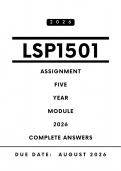 LSP1501 Assignment 5 Answers - Year Module 2026&vert; Due Date August 2026