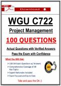 WGU C722 Project Management &lpar;PDF&rpar; &vert; 2026 &vert; Project Management Questions &vert; Project Management