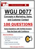 WGU D077 Concepts in Marketing&comma; Sales&comma; and Customer Contact &lpar;PDF&rpar; &vert; 2026 &vert; Marketing Questions &vert; Sales Strategies