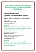 Payroll Compliance Legislation Course Comprehensive Exam Actual Questions and Answers with Rationales 2026&sol;2027 update