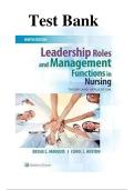 Leadership Roles and Management Functions in Nursing 9th Edition Marquis &NewLine;Huston Test Bank 