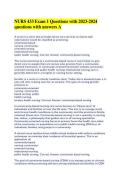 NURS 433 Exam 1 Questions with 2023-2024&NewLine;questions with answers A