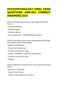 PATHOPHYSIOLOGY FINAL EXAM&NewLine;QUESTIONS AND100&percnt; CORRECT&NewLine;ANSWERS 2024