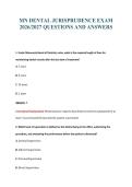 MN DENTAL JURISPRUDENCE EXAM&NewLine;2026&sol;2027 QUESTIONS AND ANSWERS
