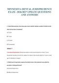 MINNESOTA DENTAL JURISPRUDENCE&NewLine;EXAM - 2026&sol;2027 UPDATE QUESTIONS&NewLine;AND ANSWERS