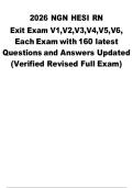 2026 NGN HESI RN Exit Exam V1&comma;V2&comma;V3&comma;V4&comma;V5&comma;V6-&NewLine;Each Exam with 160 latest Questions and Answers Updated &lpar;Verified Revised Full Exam&rpar;