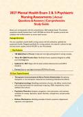 2027 Mental Health Exam 2 & 3&colon; Psychiatric Nursing Assessments &vert; Actual Questions & Answers &vert; Comprehensive Study Guide&NewLine;&NewLine;