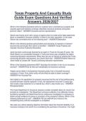 Texas Property And Casualty Study&NewLine;Guide Exam Questions And Verified&NewLine;Answers 2026&sol;2027