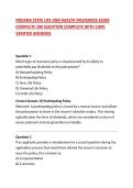 INDIANA STATE LIFE AND HEALTH INSURANCE EXAM COMPLETE 200 QUESTION COMPLETE WITH 100&percnt; VERIFIED ANSWERS
