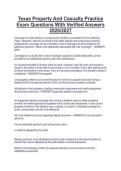 Texas Property And Casualty Practice&NewLine;Exam Questions With Verified Answers&NewLine;2026&sol;2027