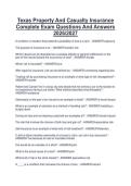Texas Property And Casualty Insurance&NewLine;Complete Exam Questions And Answers&NewLine;2026&sol;2027
