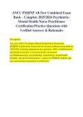 ANCC PMHNP-BC Practice Questions and Answers &vert; Psychiatric-Mental Health Nursing Certification Exam Prep 2026&sol;2027