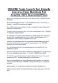 2026&sol;2027 Texas Property And Casualty&NewLine;Insurance Exam Questions And&NewLine;Answers &lpar;100&percnt; Guaranteed Pass&rpar;