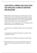 C168 CRITICAL THINKING AND LOGIC EXAM&NewLine;TEST PAPER WITH COMPLETE QUESTIONS&NewLine;AND SOLUTIONS