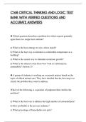 C168 CRITICAL THINKING AND LOGIC TEST&NewLine;BANK WITH VERIFIED QUESTIONS AND&NewLine;ACCURATE ANSWERS