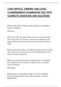 C168 CRITICAL THINKING AND LOGIC&NewLine;COMPREHENSIVE EXAMINATION TEST WITH&NewLine;COMPLETE QUESTIONS AND SOLUTIONS