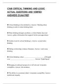 C168 CRITICAL THINKING AND LOGIC&NewLine;ACTUAL QUESTIONS AND VERIFIED&NewLine;ANSWERS EXAM PREP