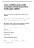 NR 442 COMMUNITY HEALTH NURSING&NewLine;EXAM REVIEW WITH SOLVED QUESTIONS&NewLine;AND ACCURATE ANSWERS