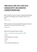 SNHD HEALTH CARD TEST CORE FOOD&NewLine;HANDLER SAFETY AND SANITATION&NewLine;CONCEPTS REVIEW 2026&NewLine;