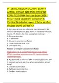 INTERNAL MEDICINE COMAT EXAM &sol; &NewLine;ACTUAL COMAT INTERNAL MEDICINE &NewLine;EXAM TEST BANK Practice Exam 2026&vert; &NewLine;Most Tested Questions Collection & &NewLine;Verified Detailed Answers &vert; Tutor Verified &NewLine;Success Exam&rpar; Graded A&plus; 