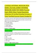 U WORLD INTERNAL MEDICINE REAL &NewLine;EXAM &sol; ACTUAL COMAT INTERNAL &NewLine;MEDICINE EXAM TEST BANK Practice &NewLine;Exam 2026&vert; Most Tested Questions &NewLine;Collection & Verified Detailed Answers &vert; &NewLine;Tutor Verified Success Exam&rpar; Graded A&plus; 