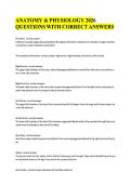 ANATOMY & PHYSIOLOGY 2024 QUESTIONS WITH CORRECT ANSWERS