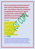 NSG 5140 ADVANCED PATHOPHYSIOLOGY &NewLine;FINAL EXAM &lbrace;2 VERSIONS&rcub; REVIEW 2026&NewLine;2027 &vert; 250 ORIGINAL PRACTICE QUESTIONS &NewLine;& ANSWERS WITH RATIONALES &vert; SOUTH &NewLine;COLLEGE STUDY GUIDE &lpar;VERIFIED &NewLine;ANSWERS&rpar; PLUS RATIONALES 2026 Q&A &vert; &NewLine;INSTANT DOWNLOAD PDF&period;