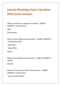 Exercise Physiology Exam 1 Questions With Correct Answers