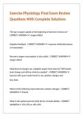 Exercise Physiology Final Exam Review Questions With Complete Solutions 